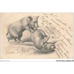 AKVP10-0750-ANIMAUX - DEUX COCHONS EN LUTTE