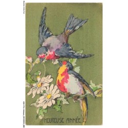 ASHP16-1028-ANIMAUX - HEUREUSE ANNEE - OISEAU ET FLEURS