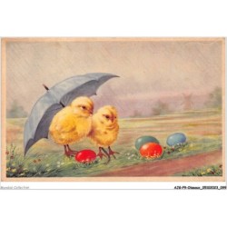 AJGP9-0832 - OISEAUX - POUSSINS SOUS PARAPLUIE