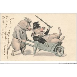 AKVP10-0748-ANIMAUX - UN COCHON PORTANT UN COCHON DANS UNE BROUETTE