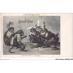 AIDP6-ANIMAUX-0520 - musée de chartres - david teniers - les singes FUMEURS CHOCOLAT VINAY PUBLICITE