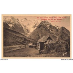 ATDP8-0633-05 - COL DU LAUTARET - Entrée du jardin alpin - Glacier et l'homme et massif de la meije