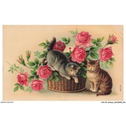 AYNP9-0801-CHAT - Fleurs et chats