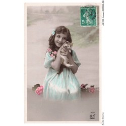 AXEP13-0979-ANIMAUX - Chat et fillette
