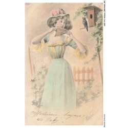 AXEP13-0996-ANIMAUX - Oiseau et femme qui chantent