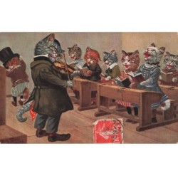 MIKII-006 CHATS HUMANISE CHANTEURS VIOLON PAR ILLUSTRATEUR THIELE