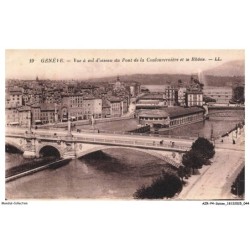 AZRP4-0227-SUISSE - GENEVE - Vue a vol d'Oiseau du Pont de la Coulouvreniere et le Rhone