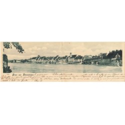 MIKIKP6-008 SUISSE GRUSS AUS RHEINFELDEN CP DOUBLE 1900 CACHET AMBULANT NÂ°38