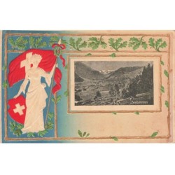 MIKIKP6-010 SUISSE ZWEISIMMEN CACHET PRISONNIERS DE GUERRE GAUFREE DRAPEAU