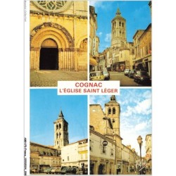 AMHP3-0223-16 - COGNAC - charente - l'église saint-léger - le clocher et l'entrée principale