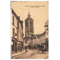 AWYP3-0162-16 - COGNAC - Clocher de l'église saint-léger et rue du canton