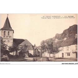 ABHP1-15-0052 - Le cantal Pittoresque - Apchon - Place de l'Eglise - La fontaine et le Rocher Basaltique